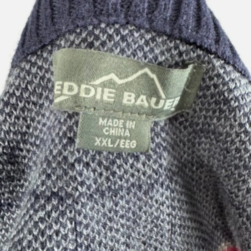Eddie Bauer Fair Isle 1/4 Zip Winter Nordic Outdoor Sweater Pullover (Size XXL) - Picture 8 of 10